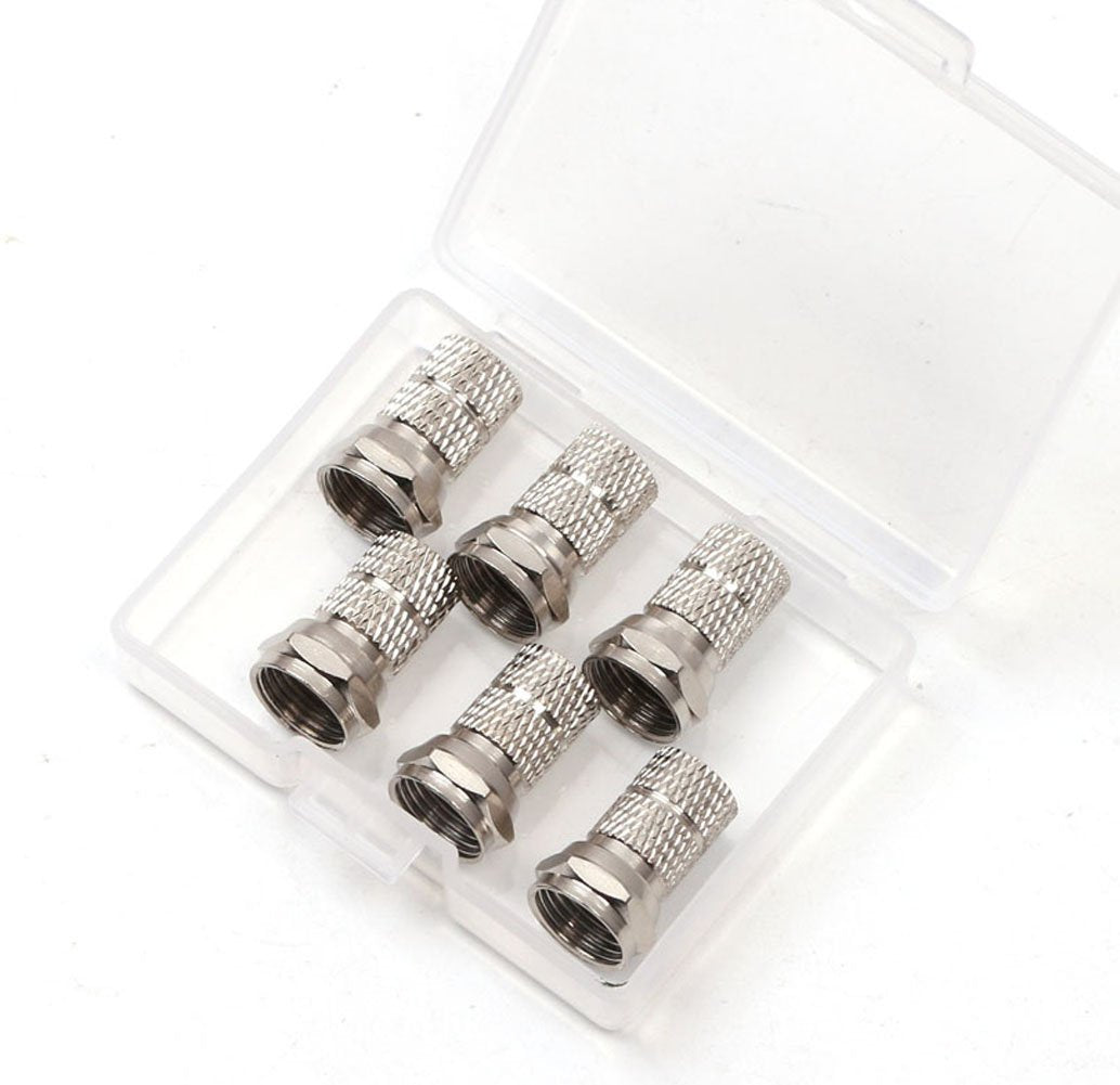 RG6 F-Type Twist-On Coaxial Cable Connector 6PCS Silver W69627