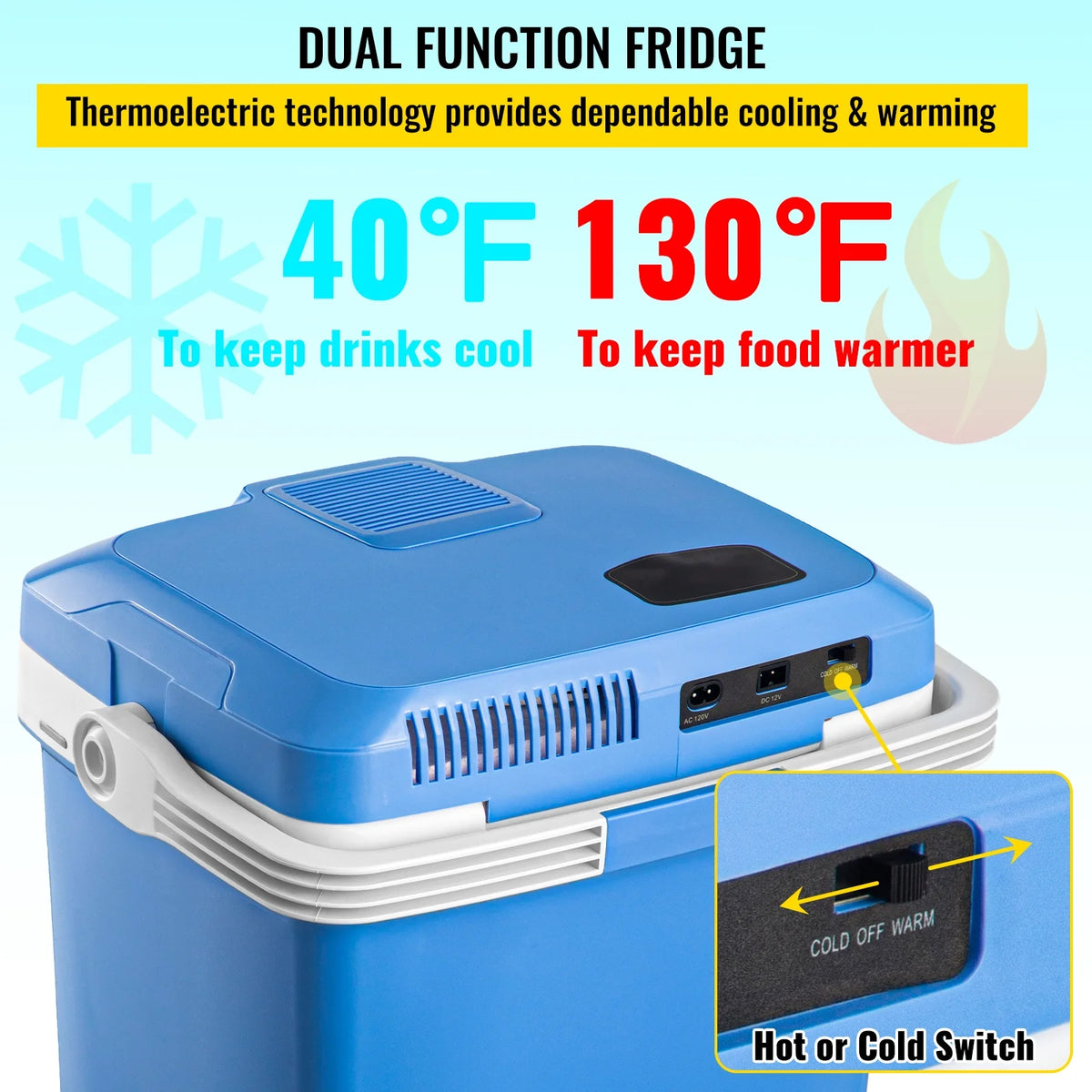 Portable Car Fridge 25L/28Qt with 110V AC Home Power Cord & 12V Car Adapter R3090