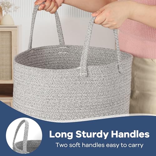 Pink Woven Cotton Rope Laundry Basket Hamper C4988