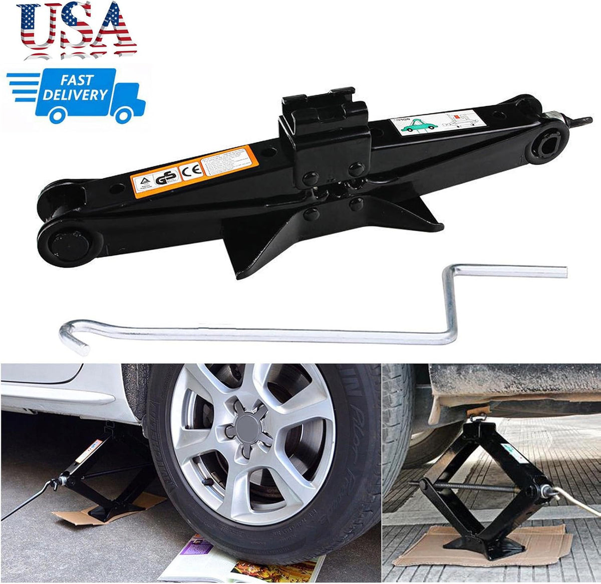 Scissor Jack with Crank Handle 2 Ton Pack of 2 X1470