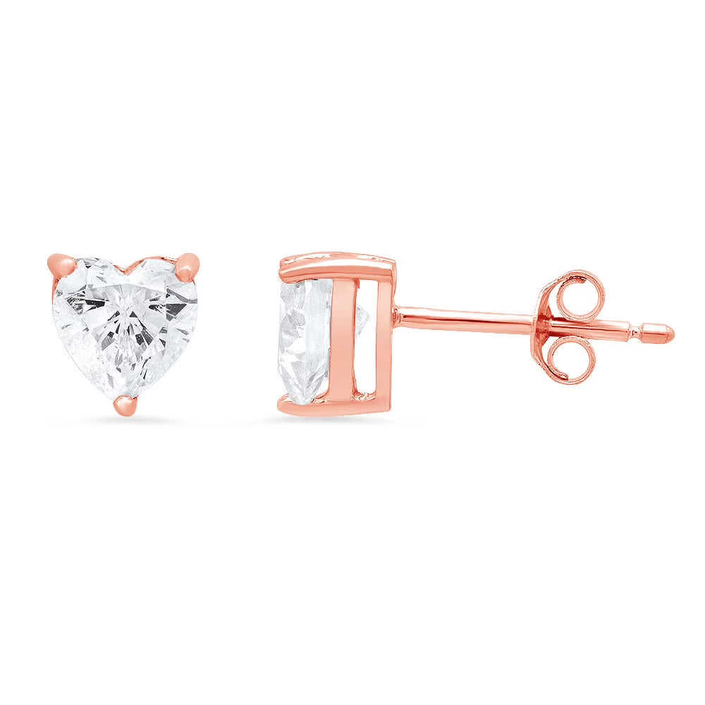 18K Rose Gold Heart Cut Stud Earrings V332625