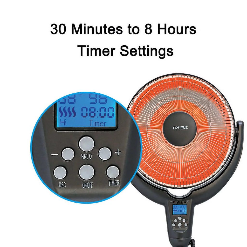 14" Adjustable Oscillating Pedestal Heater with Remote Control E46277