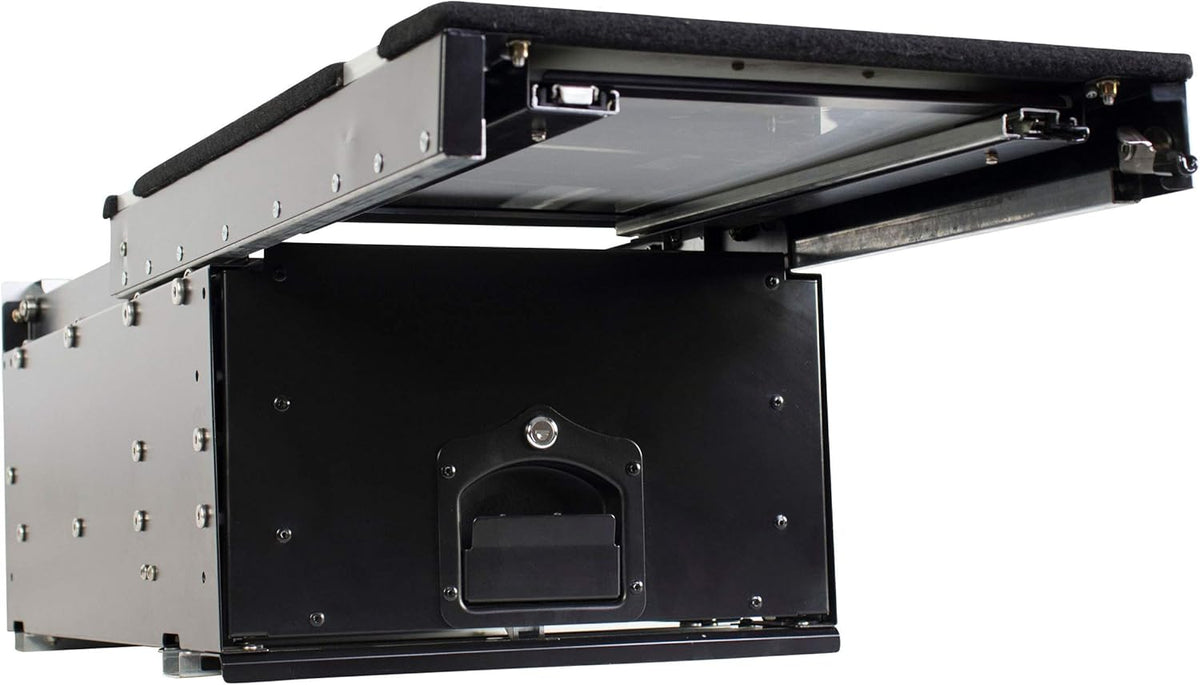 Black Powder Coat Cargo Box With Slide Out Drawer & Working Station M8068