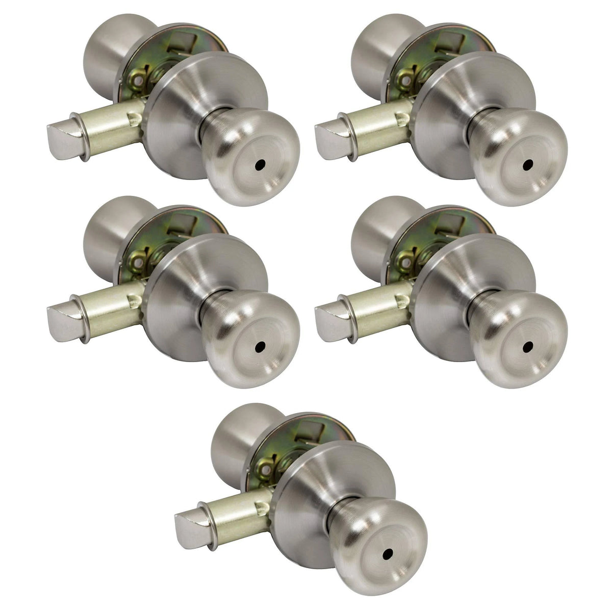 Satin Nickel Privacy Door Knob Handle, 5 Pack T49888