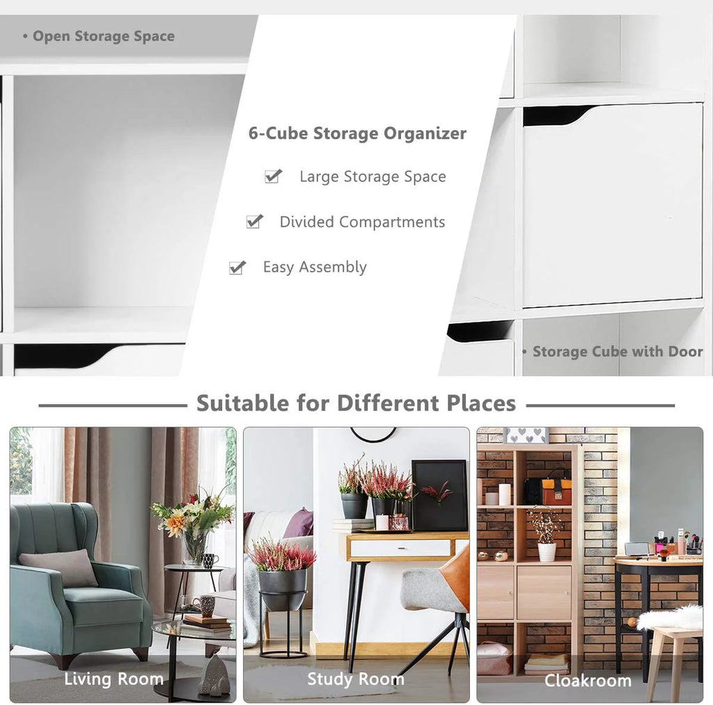 White 6-Cube Storage Organizer Cabinet D9454