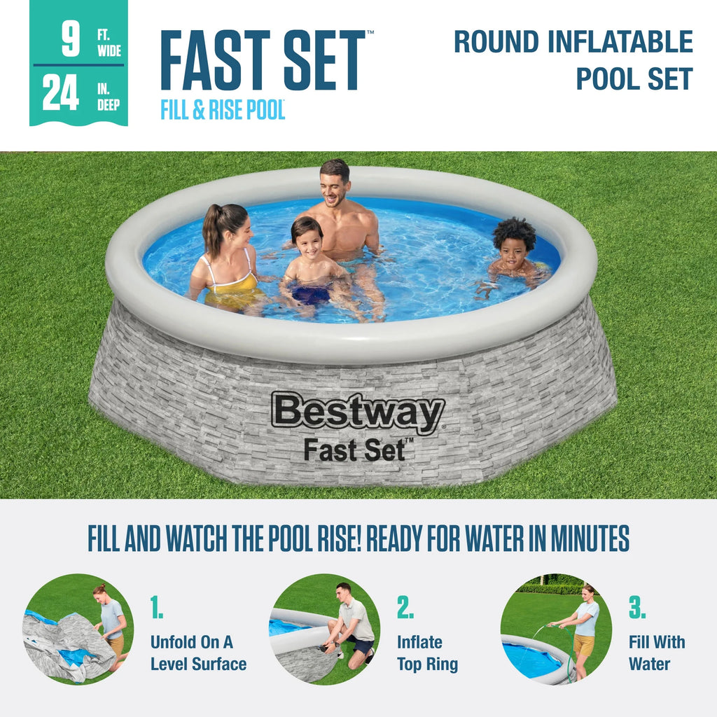 12' x 30 Round Inflatable Swimming Pool Set E370