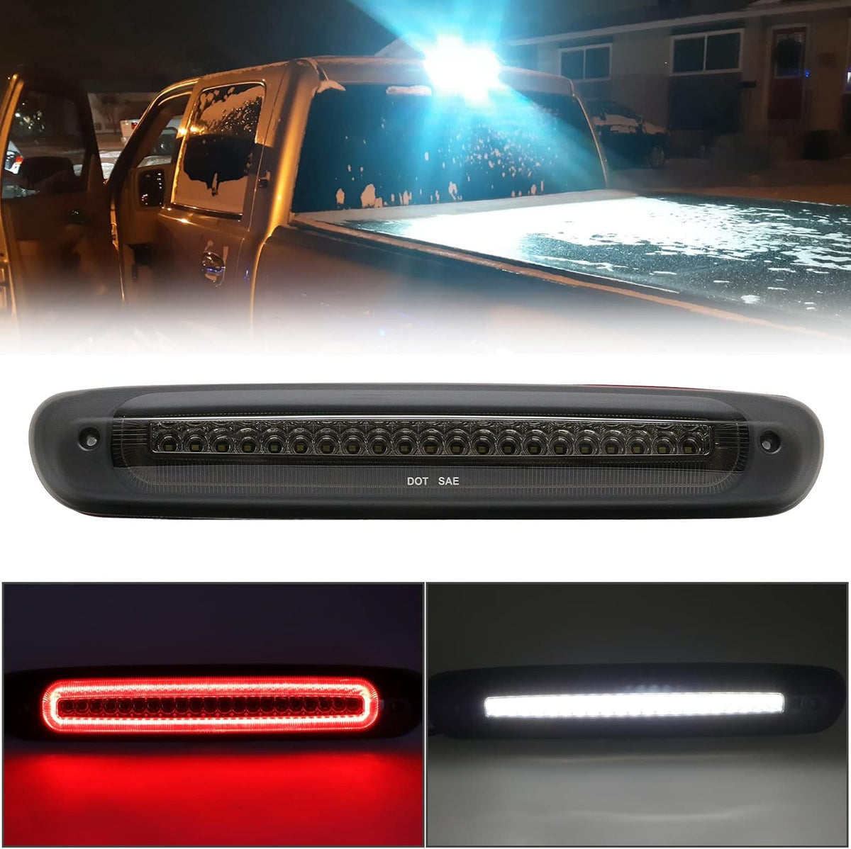 F1 Style Strobe LED Third Brake Light Red White Lens Z1577