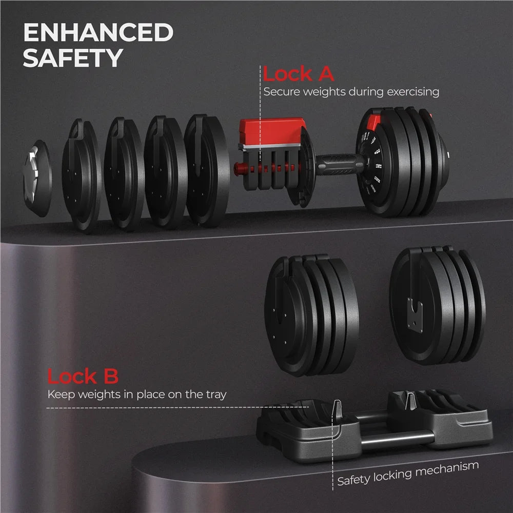 3-In-1 Quick-Adjust Dumbbell Weight Set Black G593550