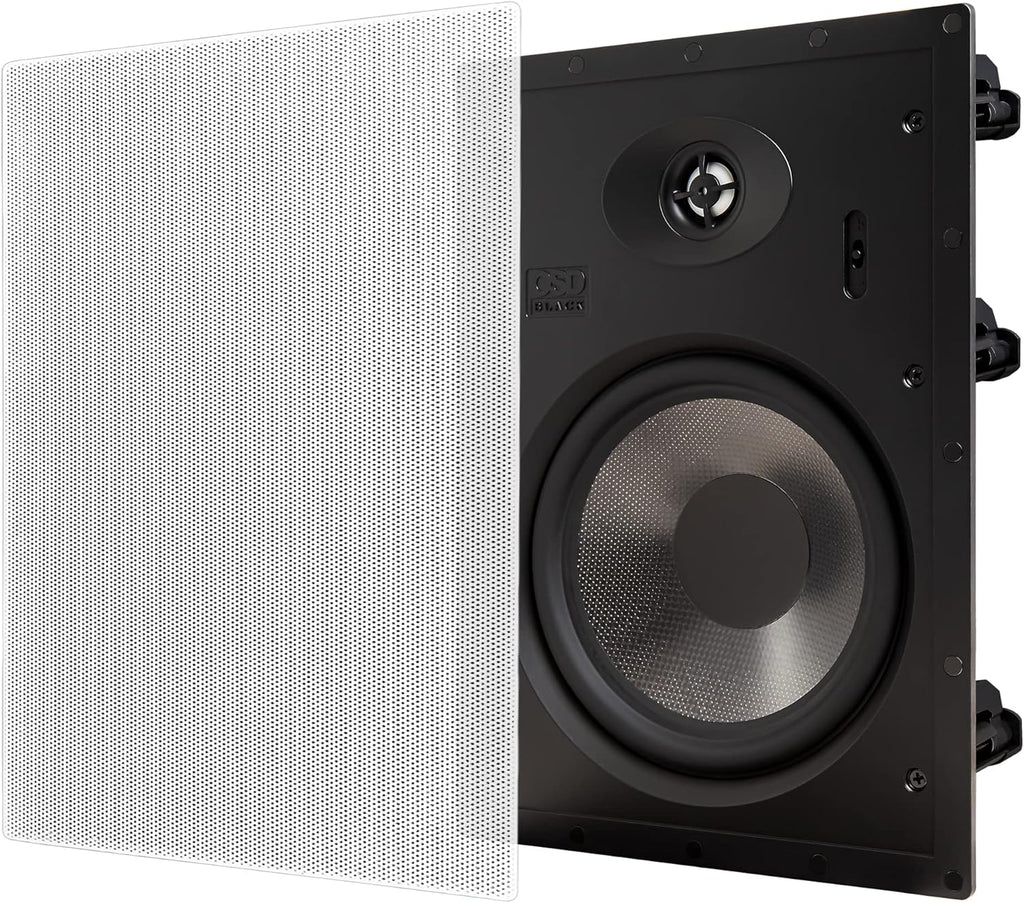 In Wall 8" Speakers Pair with Silk Dome Tweeter and Trimless Magnetic Grill K89798