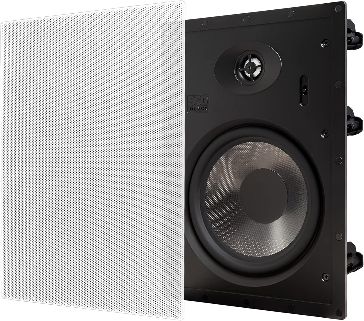 In Wall 8" Speakers Pair with Silk Dome Tweeter and Trimless Magnetic Grill K89798