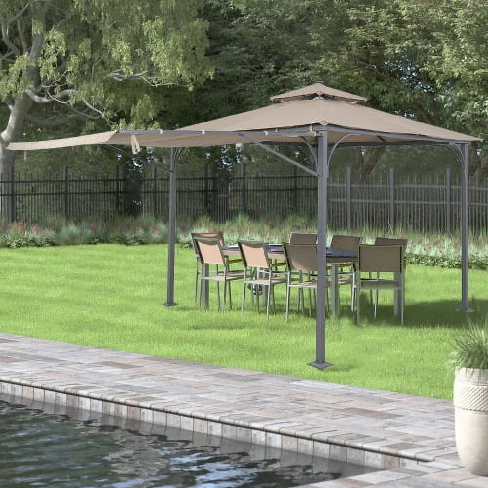 Brown 9.8ft.L x 9.8ft.W Gazebo with LED Light Q4300