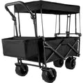 Collapsible Wagon Cart Black with Removable Canopy Oxford Cloth X73950