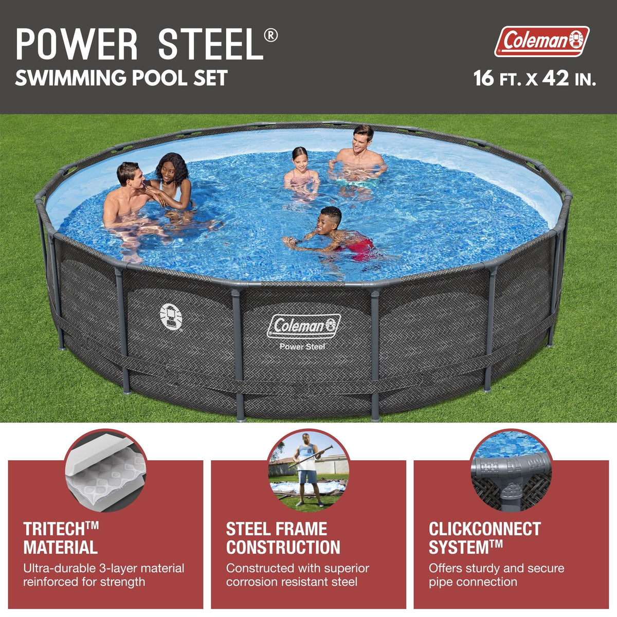 Round Metal Frame Above Ground Pool Set W458