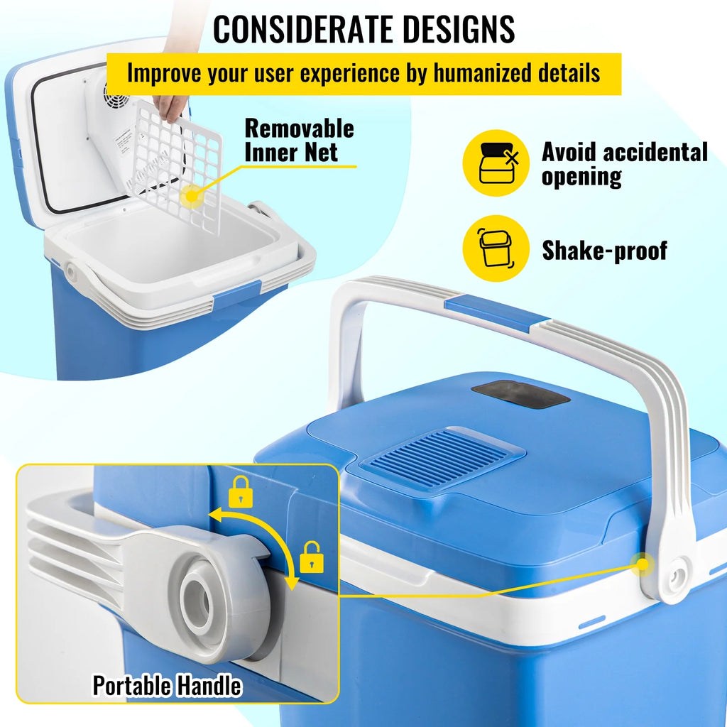 Portable Car Fridge 25L/28Qt with 110V AC Home Power Cord & 12V Car Adapter R3090