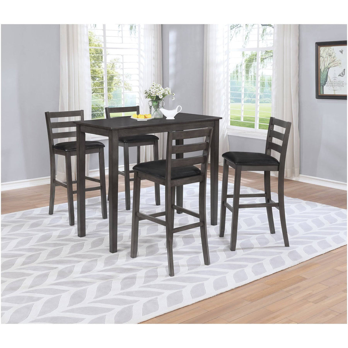 Black/Brown Upholstered Bar Stool Set of 2 H680784