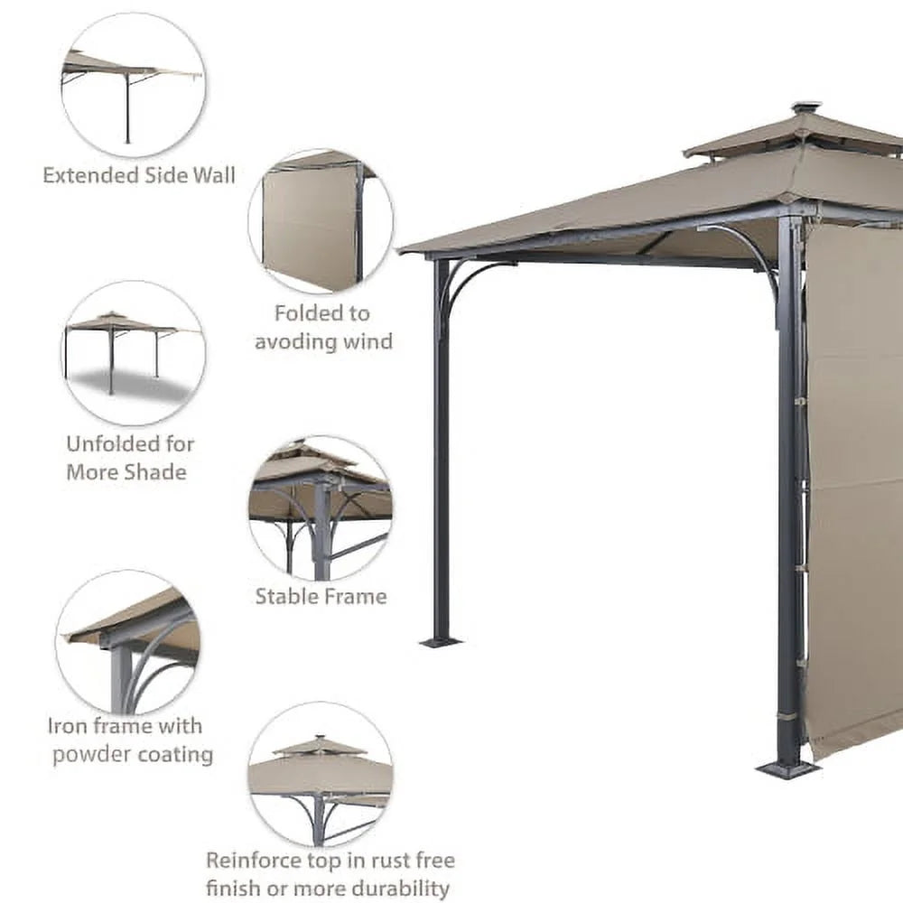 Brown 9.8ft.L x 9.8ft.W Gazebo with LED Light Q4300