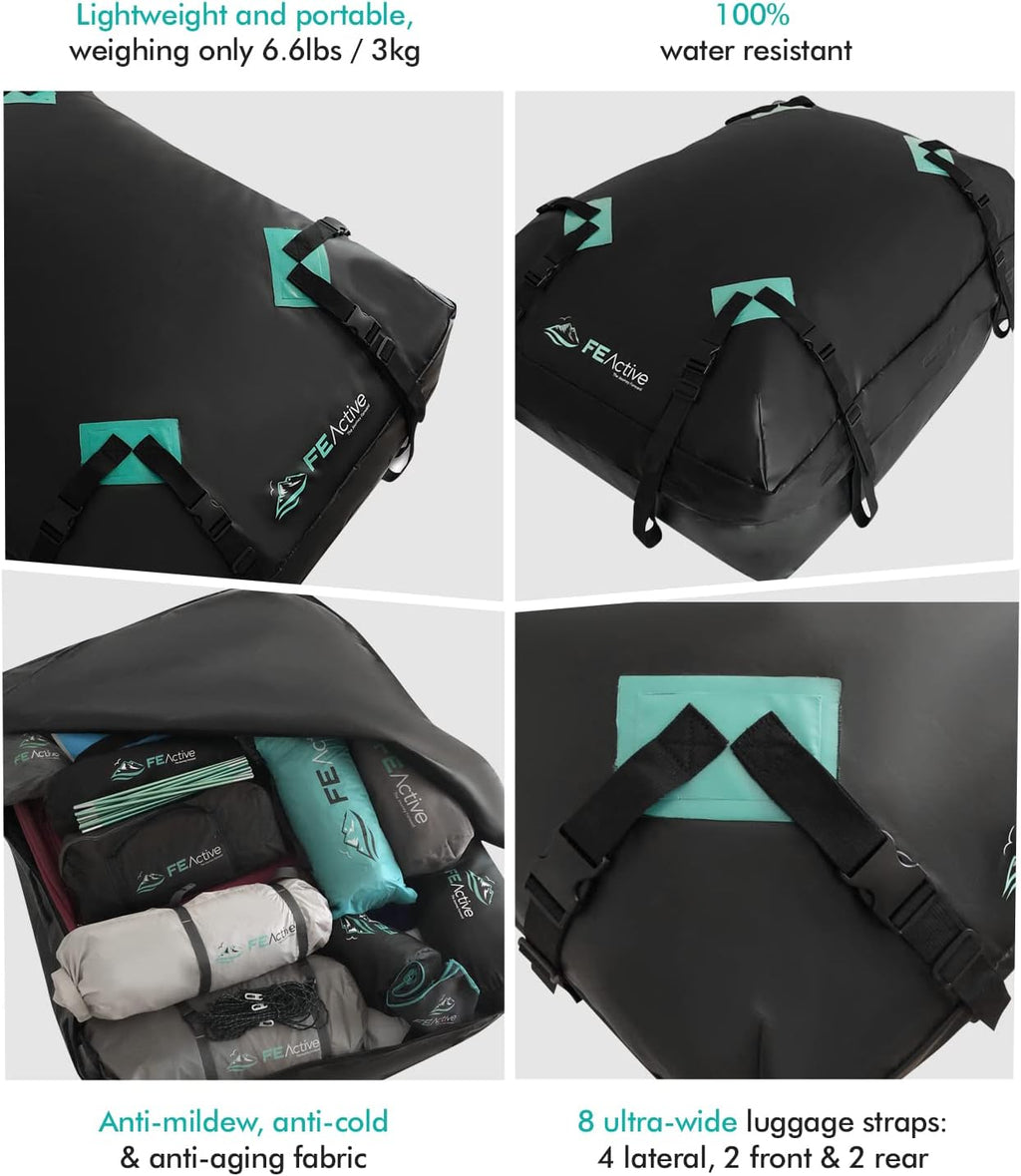 Waterproof 15 Cubic ft. Roof Cargo Carrier with Straps G75176