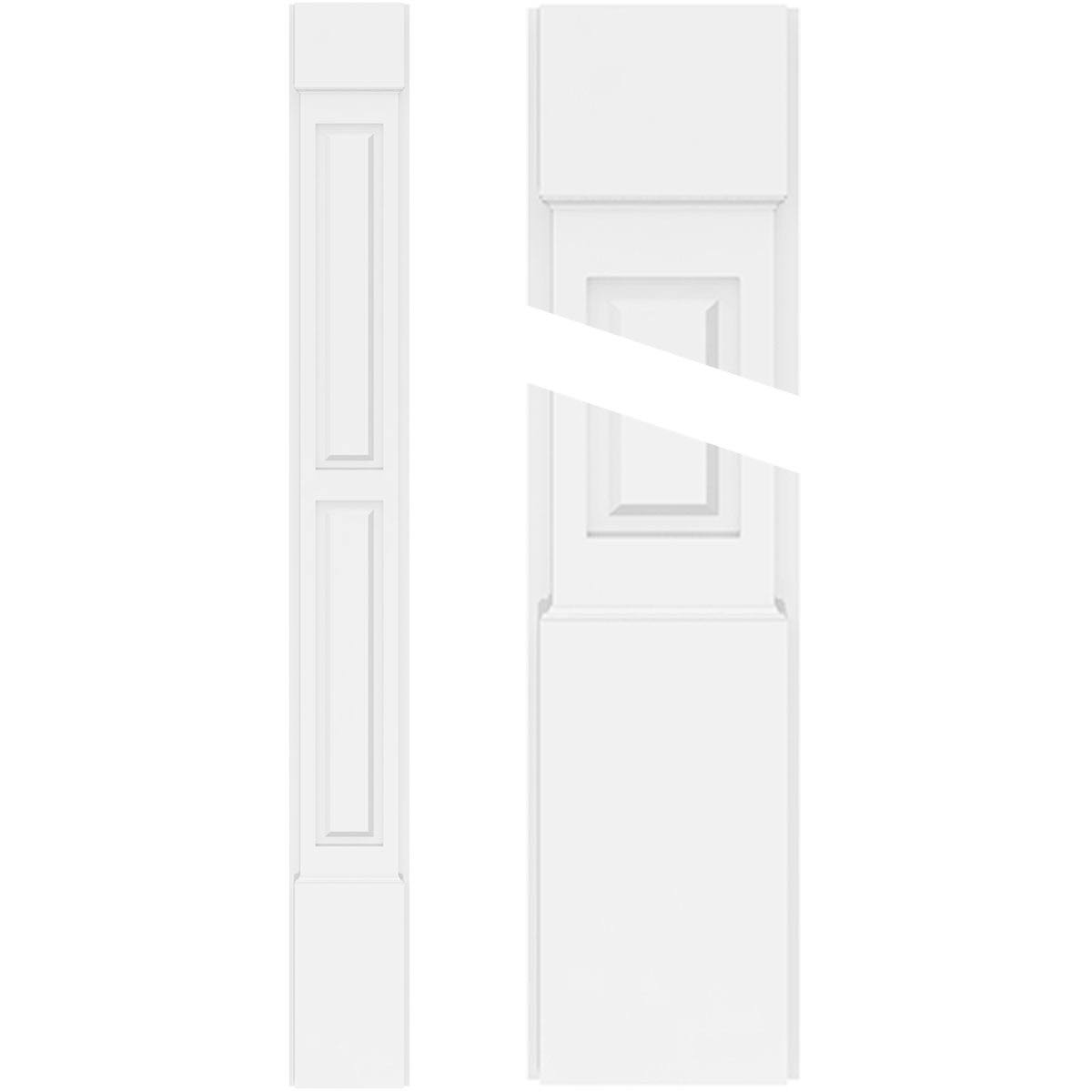Two Equal Raised Panel PVC Pilaster with Standard Capital and Base (Pair) V39465