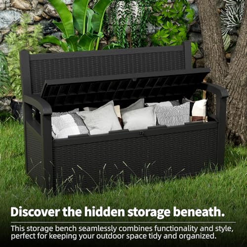 75 Gallon Black Storage Bench Deck Box H42392
