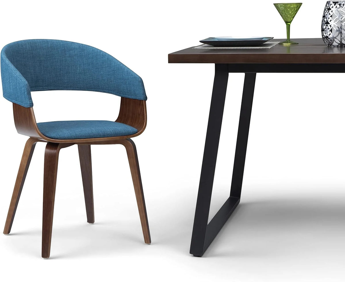 Blue Linen Look Fabric Dining Chair O422858