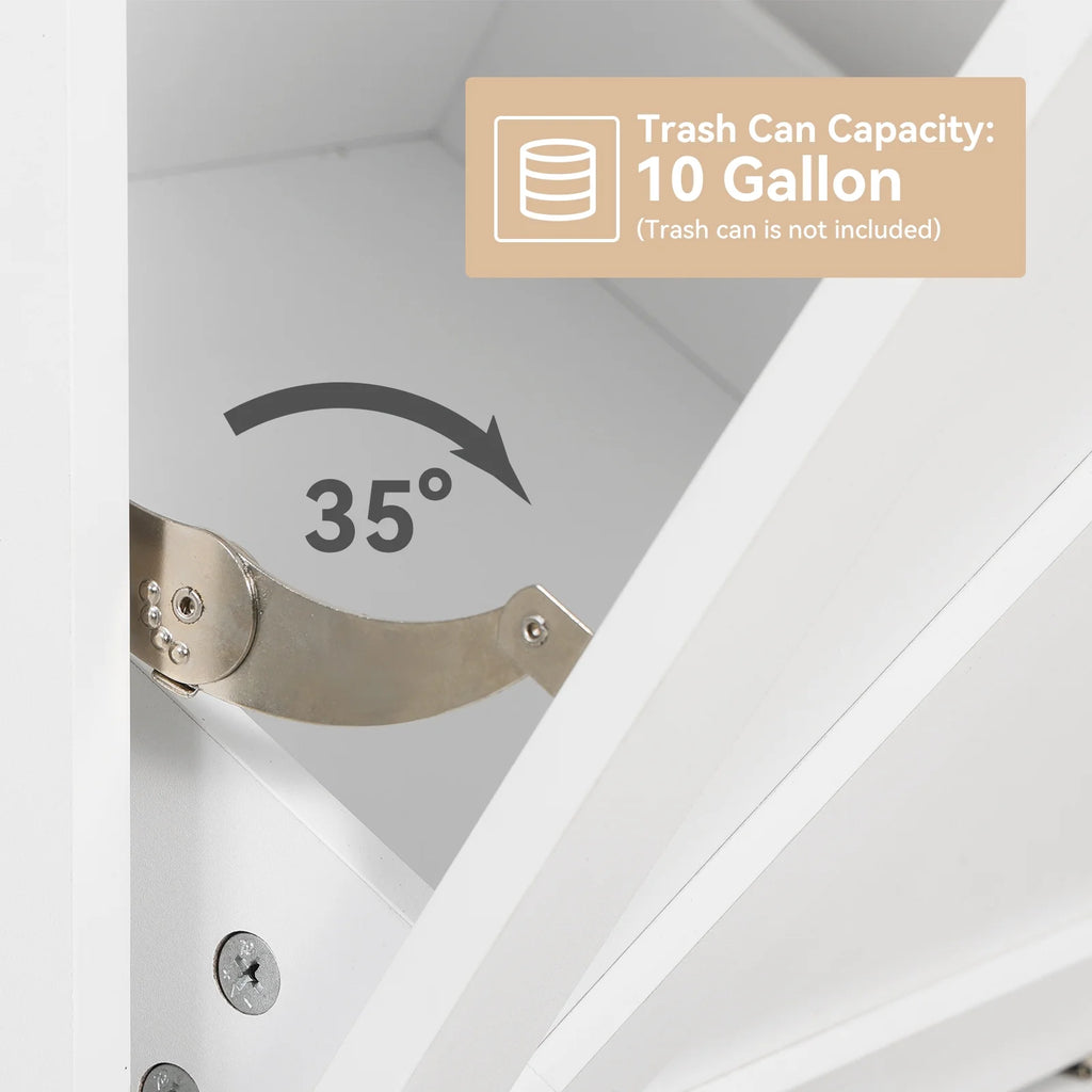 White Tilt Out Trash Can Cabinet N1767