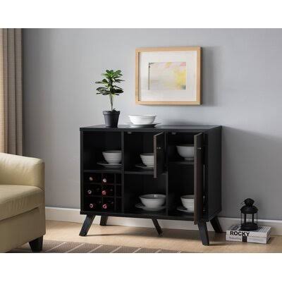 Black Dark Walnut Finish Sideboard Buffet Cabinet U227