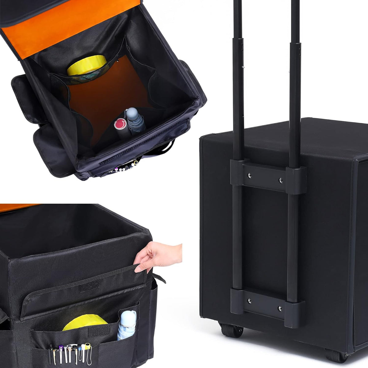 Collapsible Rolling Cart with Telescoping Handle and Organizer Bag M69300