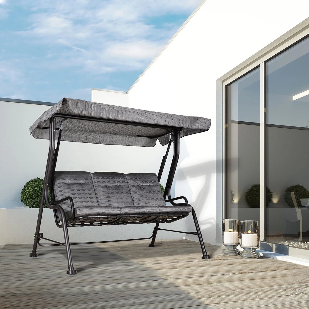 Metal Porch Swing Chair Bench with Adjustable Canopy U8410