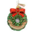 Glass Holiday Holly Christmas Wreath Ornament C229194