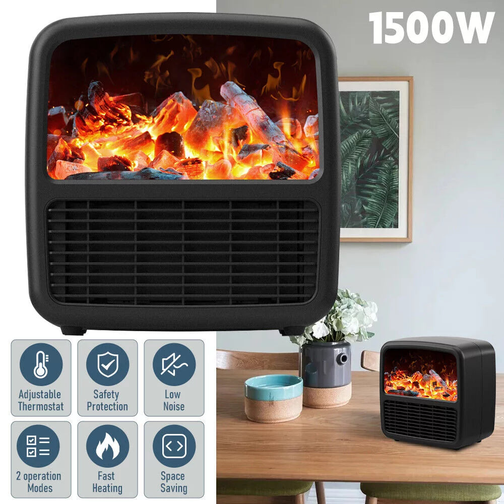 1500W Portable Electric Ceramic Space Heater with Adjustable Thermostat D912919