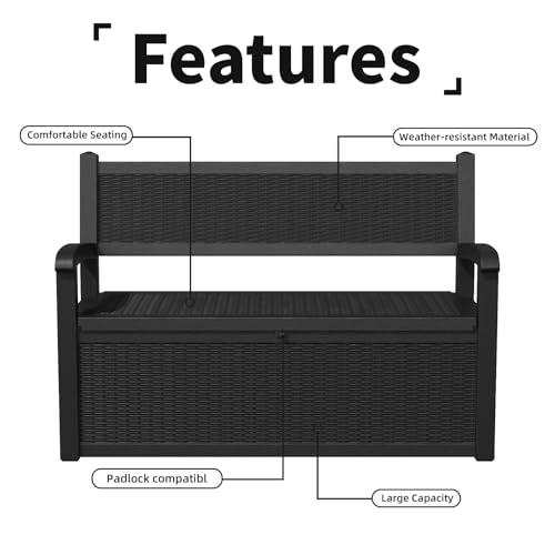 75 Gallon Black Storage Bench Deck Box H42392
