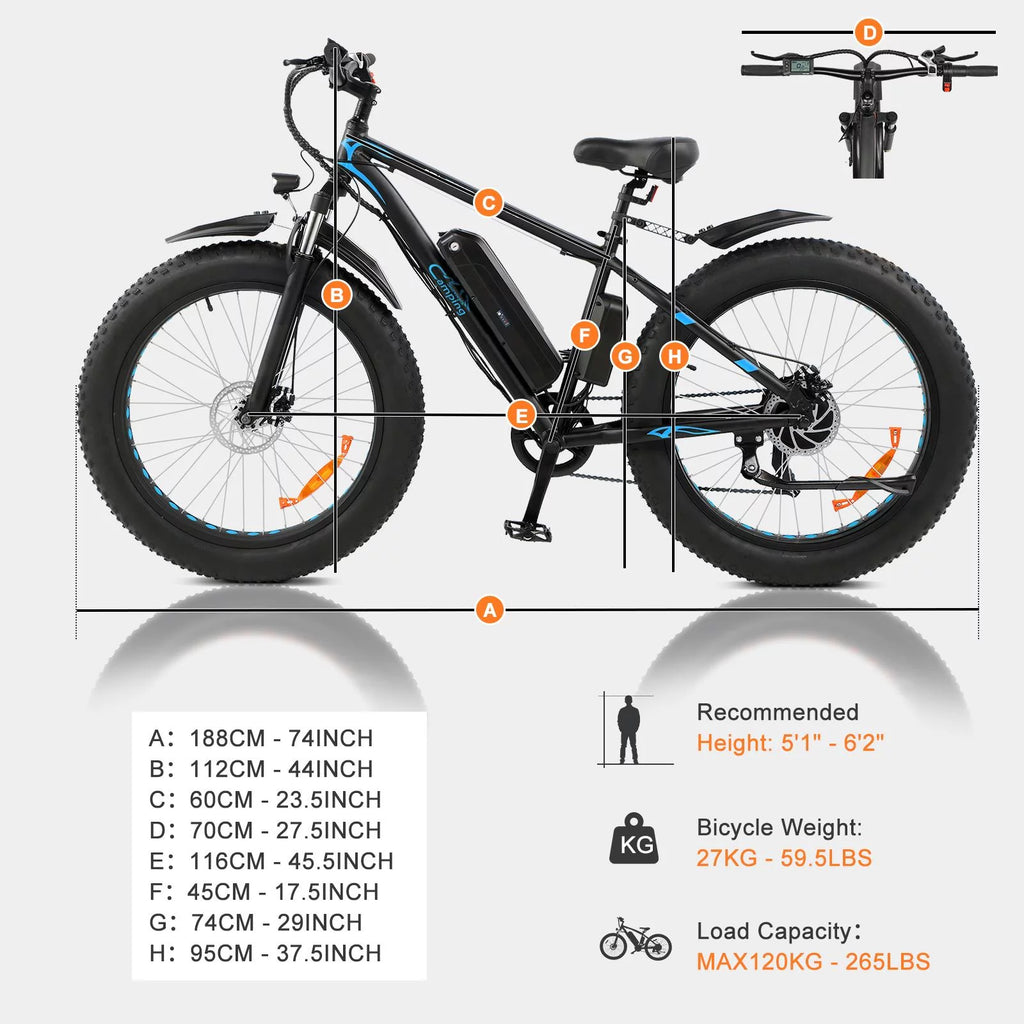 26 inch 7-Speed Electric Mountain Bicycle 500W 48V 10Ah Q44522