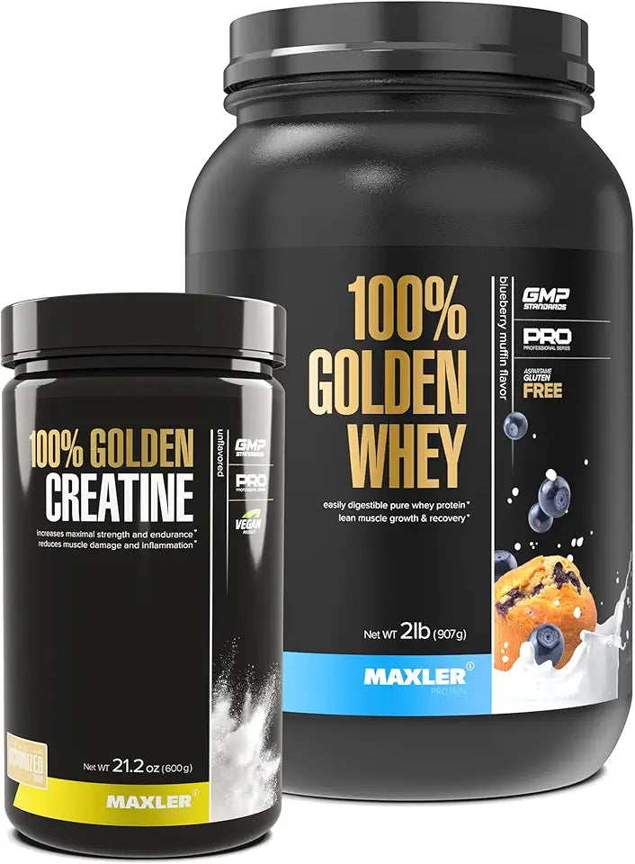 100% Golden Whey Blueberry Muffin 2 lb & 100% Golden Creatine Unflavored 21.2 oz K38218