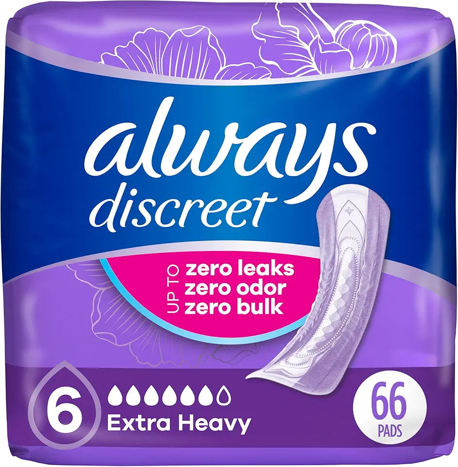 Adult Incontinence Pads Extra Heavy Absorbency Regular Length 66 Count P2537