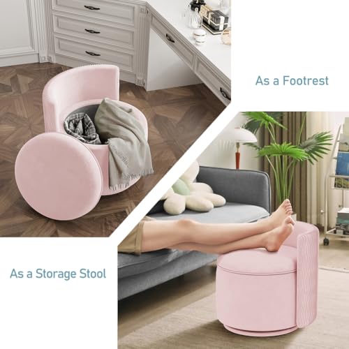 Velvet Upholstered Swivel Accent Chair with Storage H652