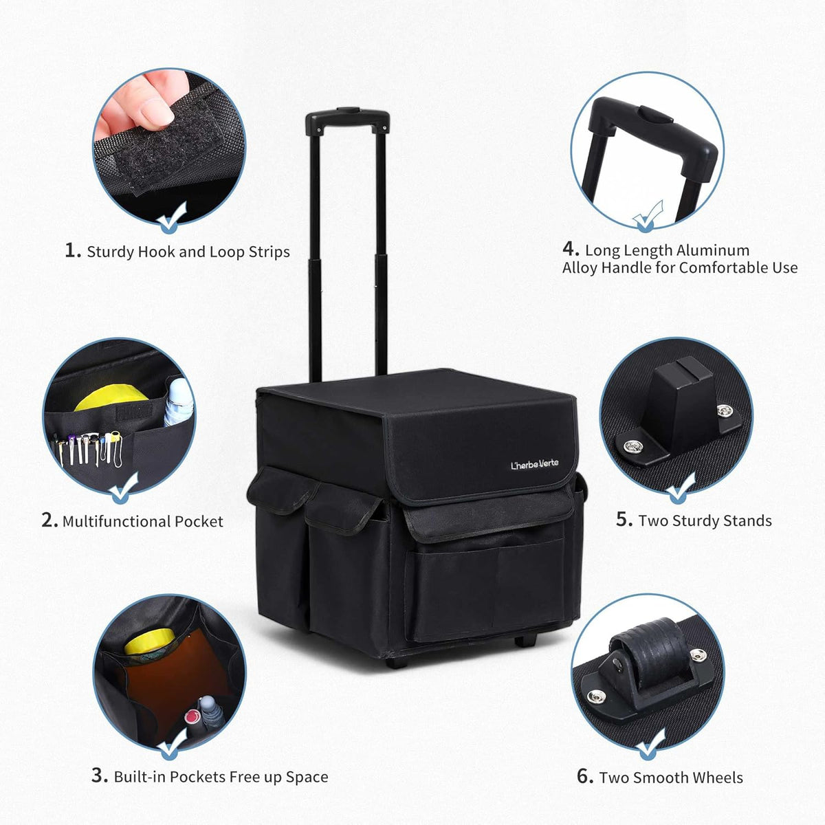 Collapsible Rolling Cart with Telescoping Handle and Organizer Bag M69300