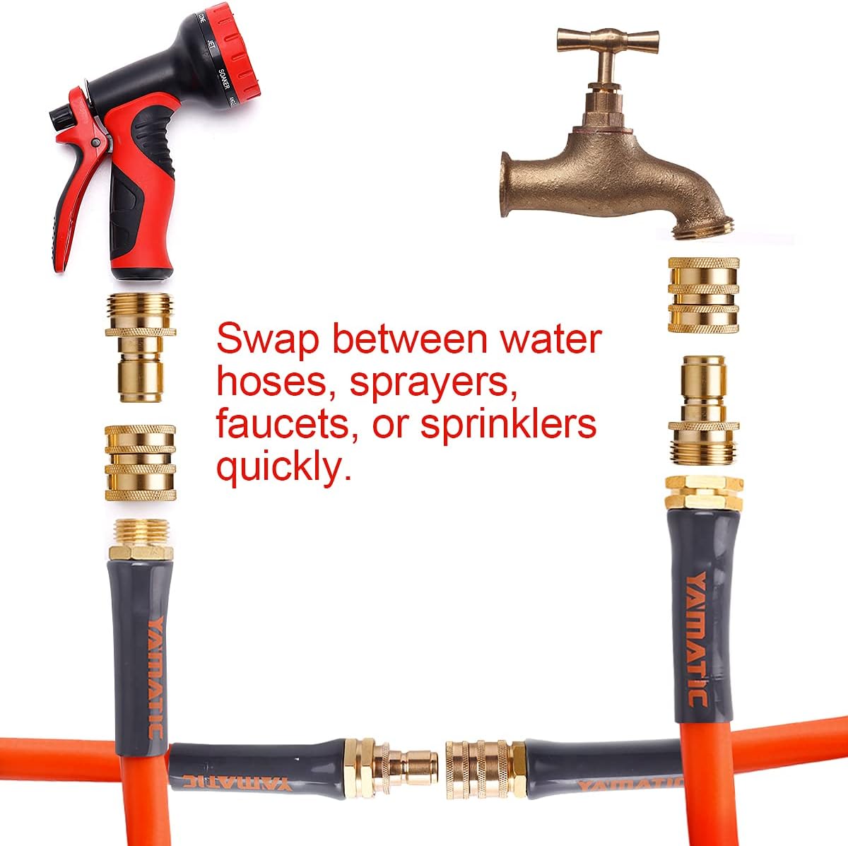 5/8 in x 50 ft Ultra Flexible Water Hose with 2 Set Quick Connect, Heavy Duty, 600 PSI B86193