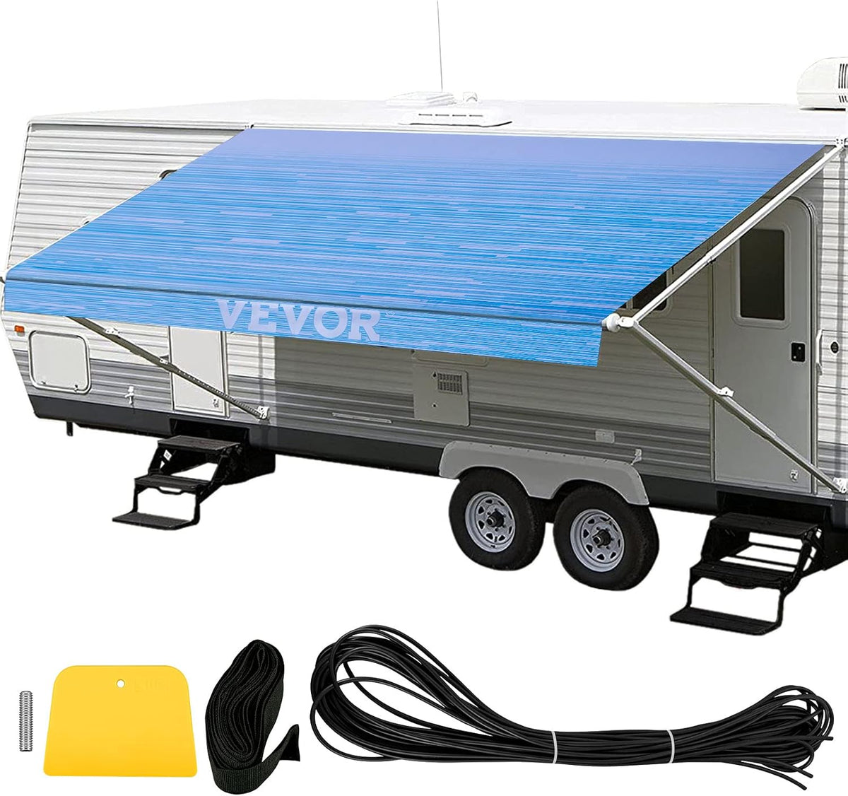 19' Camper Awning Fabric Replacement Ocean Blue Fade O1568