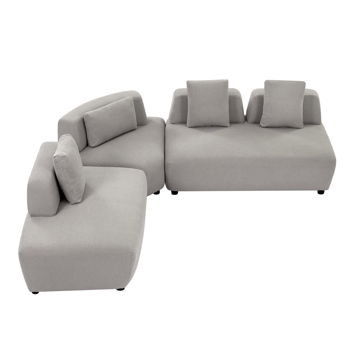 92.51" 3-Piece Grey Sectional Sofa with Removable Pillows N1792
