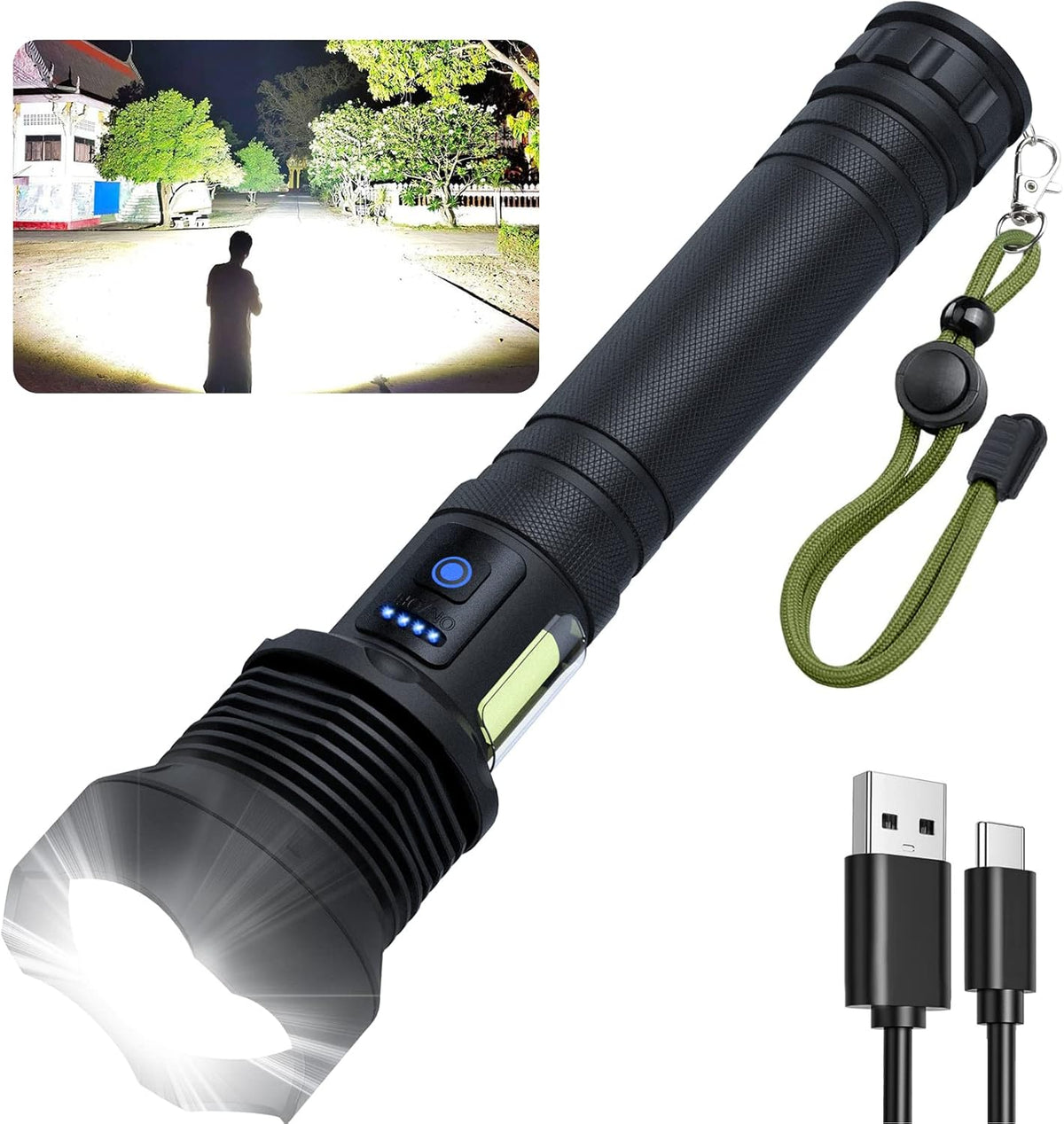 Rechargeable LED Flashlight 90000 Lumen 7 Modes Zoomable Waterproof Pack of 2 P797273