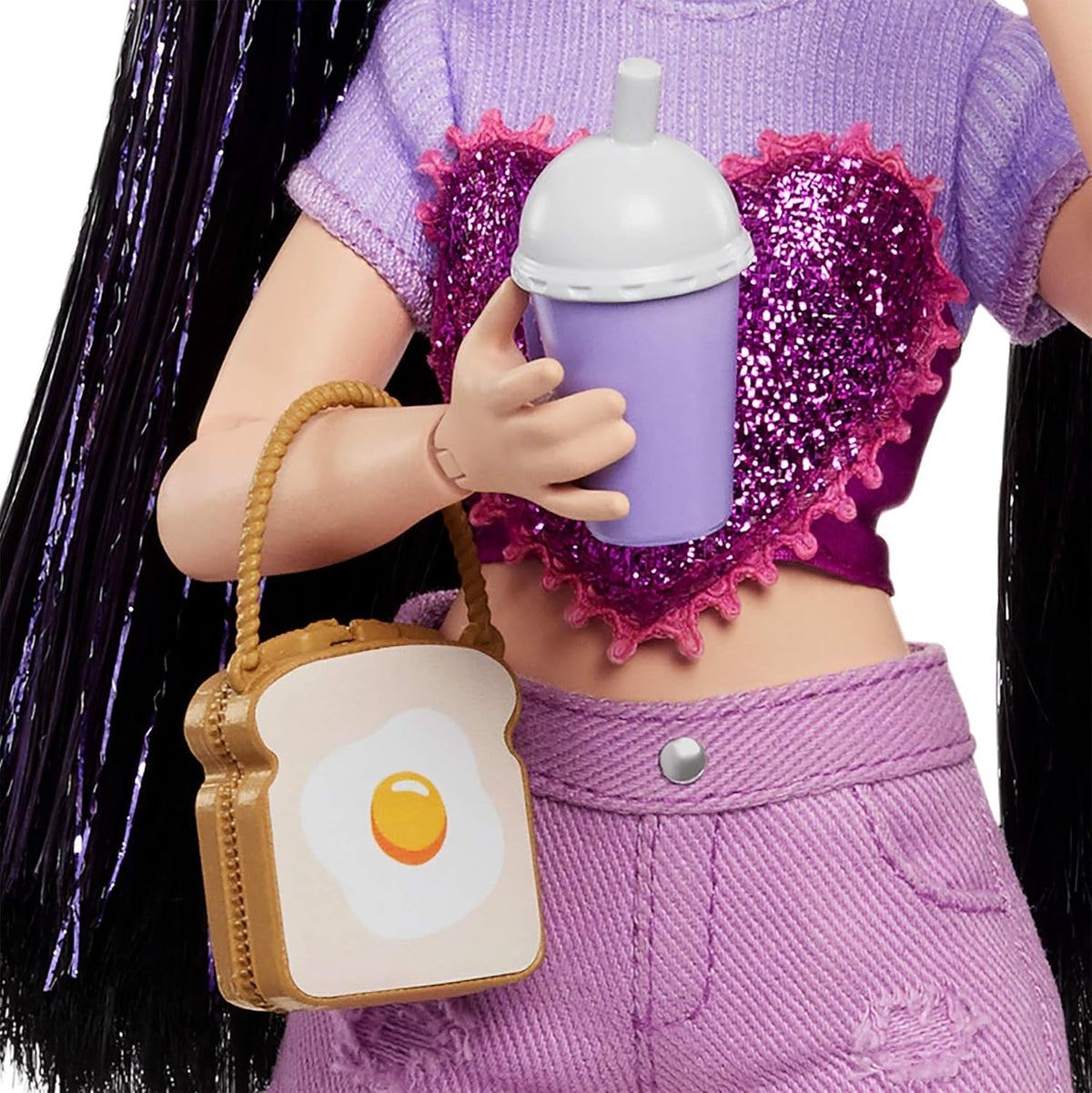Renee Posable Fashion Doll with Long Black Hair, 11 Pieces F8110