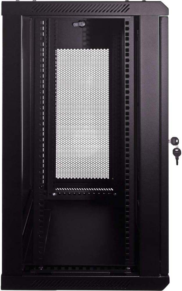 15U Wallmount Cabinet Enclosure 19-Inch Server Network Rack with Locking Perforated Door Black F594