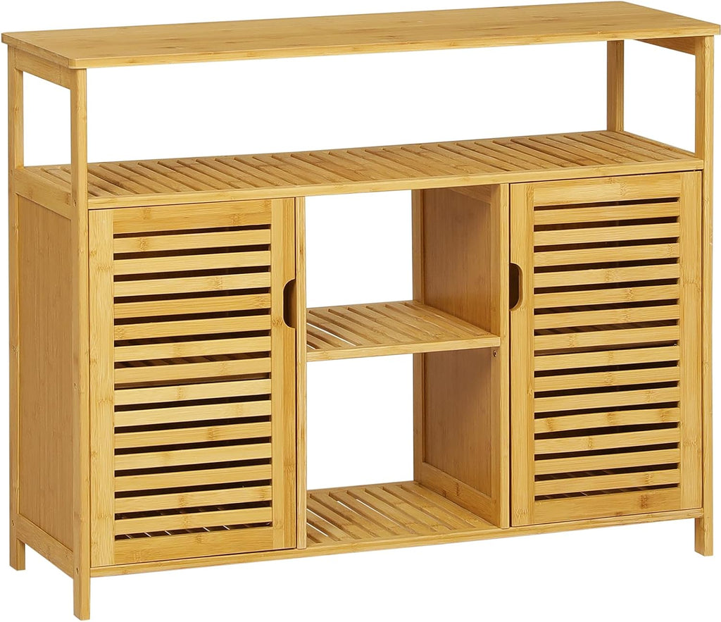 Bamboo Storage Cabinet with Cupboard and Shelves H793265