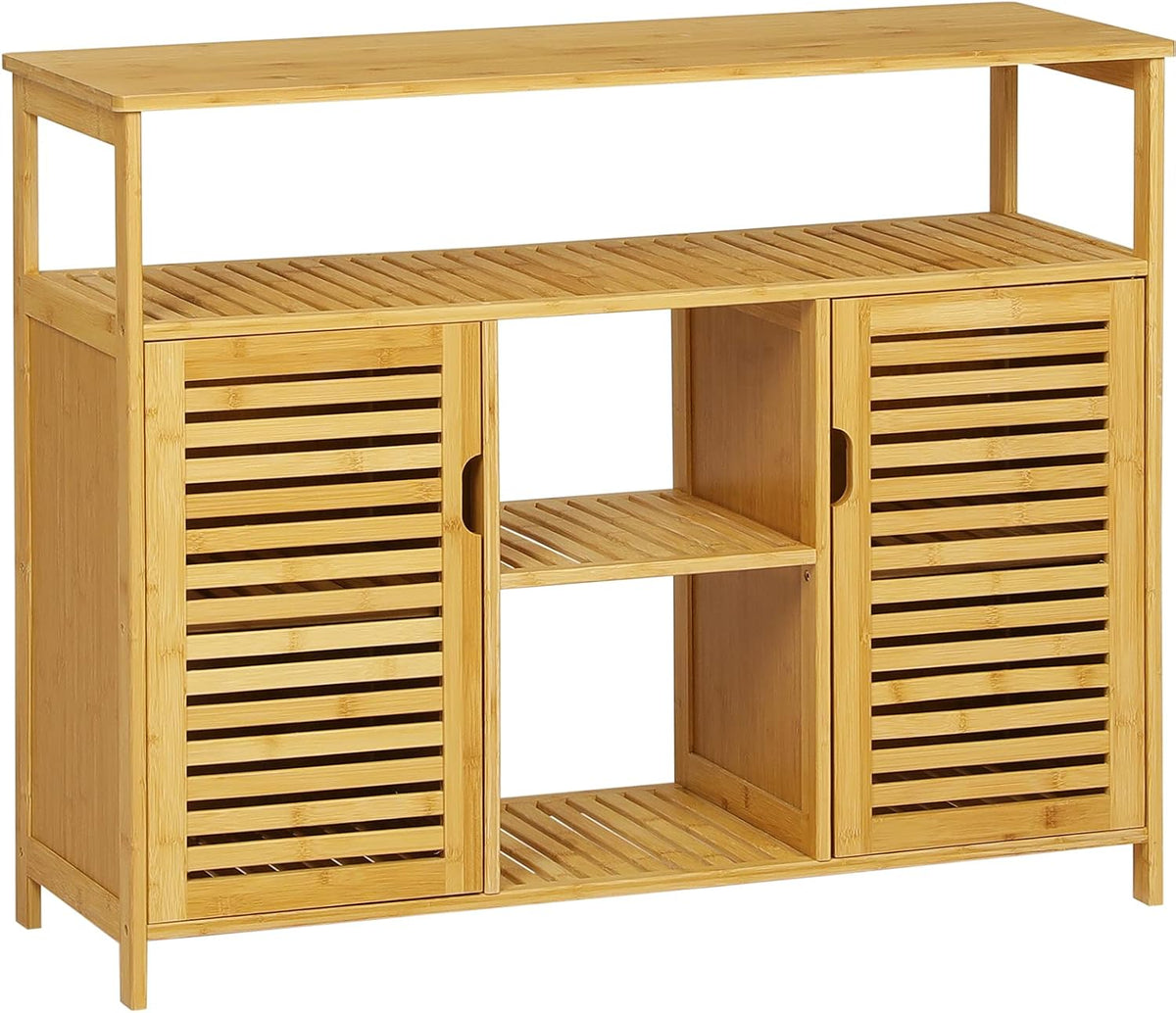 Bamboo Storage Cabinet with Cupboard and Shelves H793265