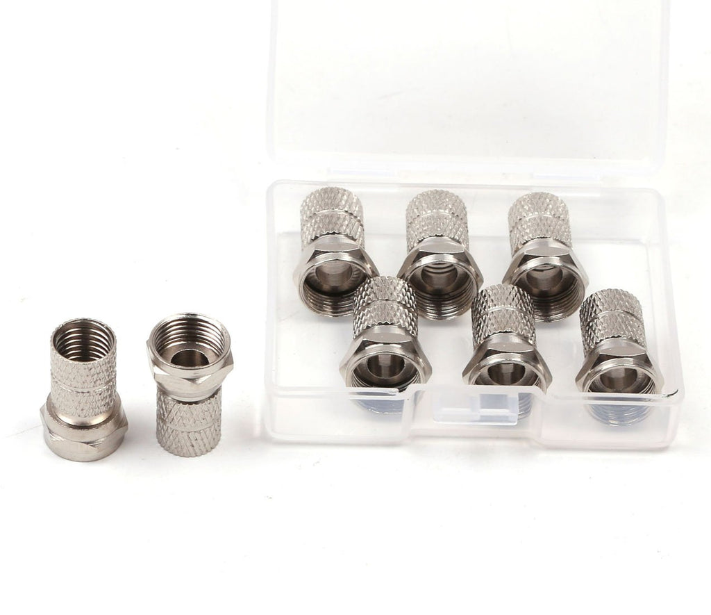 RG6 F-Type Twist-On Coaxial Cable Connector 6PCS Silver W69627