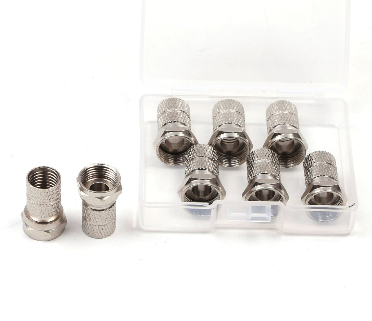 RG6 F-Type Twist-On Coaxial Cable Connector 6PCS Silver W69627