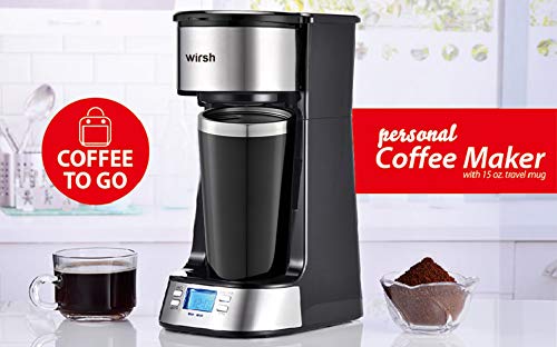 Black Single Serve Coffee Maker with Programmable Timer and LCD Display I241544