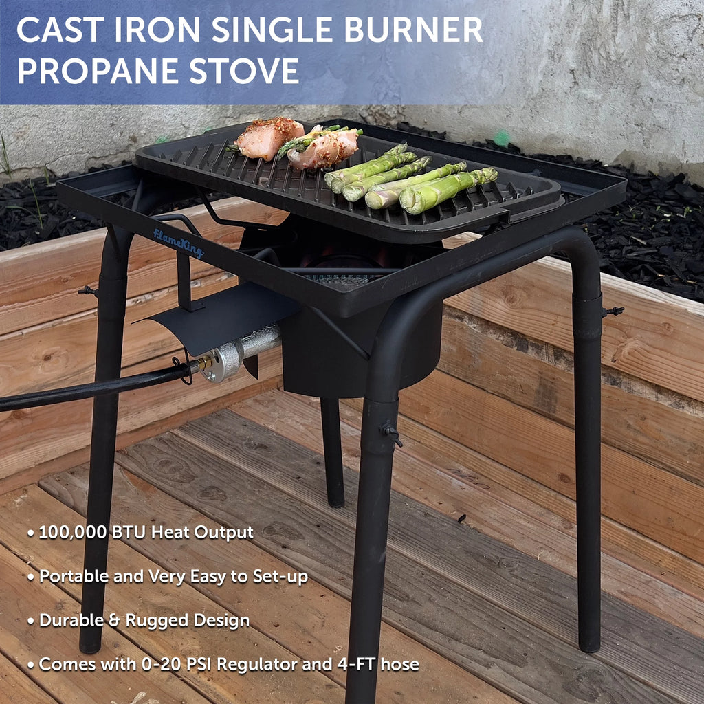 100,000 BTU LP Gas Outdoor Stove Burner with Regulator Hose G9302