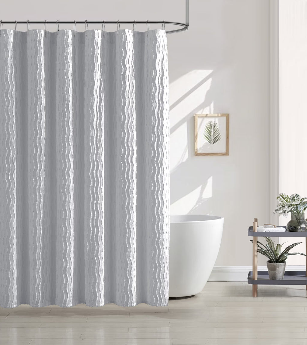 Solid Textured Shower Curtain G9595