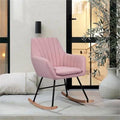 Pink Fabric Rocking Chair with Armrest L540
